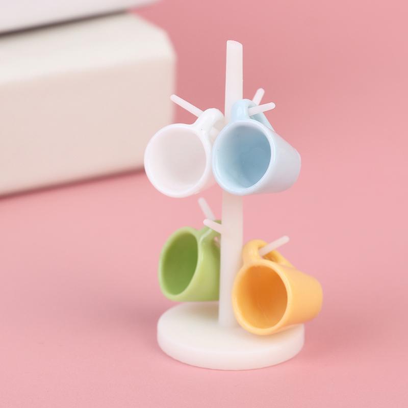 1Set Puppenhaus Mini-Getränkehalter, einfacher Wasserbecherhalter, Miniatur-Essen, Spielen, Trinken bunt