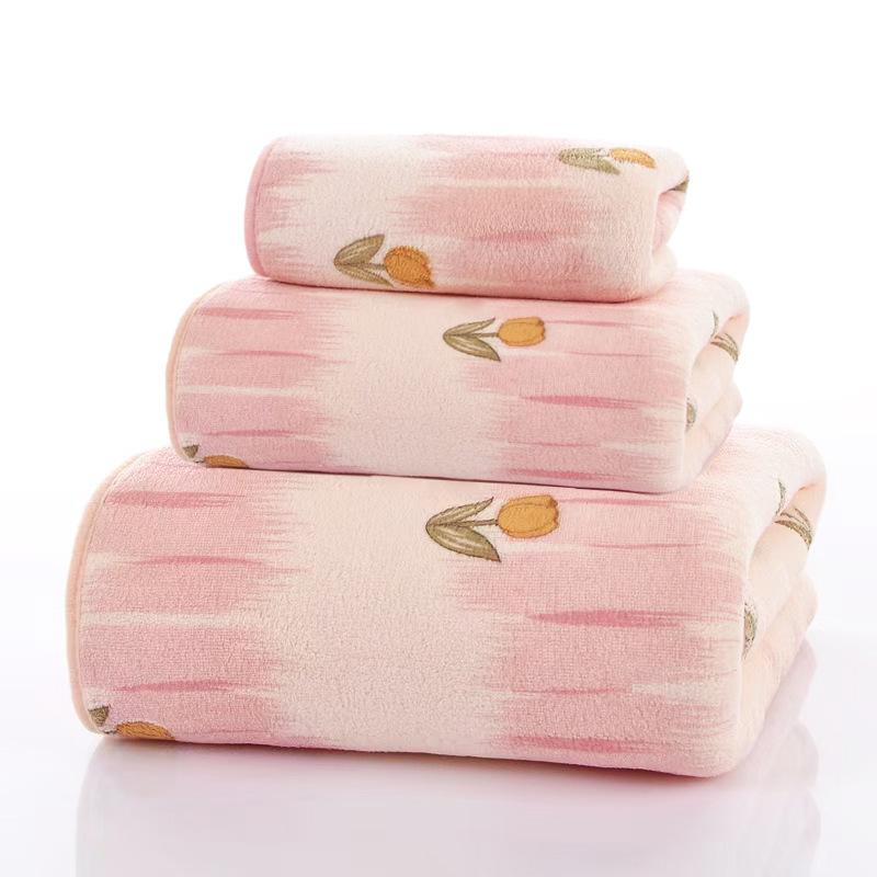 Blumen-Badetuch für Erwachsene, Frühlings-Hahnenfuß-Badetuch, Koralle Saugfähig Weich Voll, Haushalts-Fingertuch 70*140cm 1pc rosa