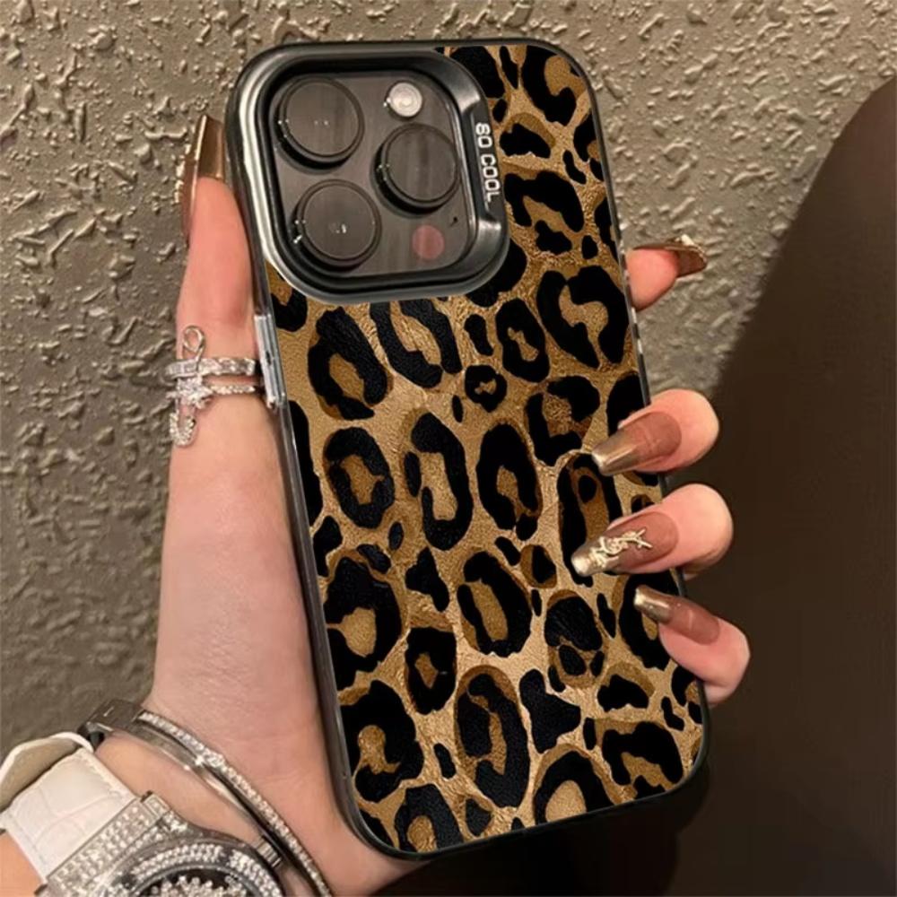 Handyhülle mit Leopardenmuster für iPhone 16 Pro Max Hülle Funda iPhone 13 11 12 15 14 Pro Max Stoßfeste Stoßstangenpanzerung IMD-Rückseite For iPhone 16 Pro