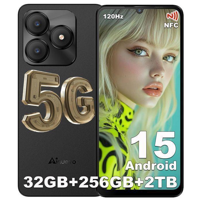 Smartphone 5G 32GB+256GB 6,75  120Hz 5280mAh Smartphone Ainuevo Neo S25 Pro Android 15 64MP Telefon Tragbar Dual-SIM/NFC Schwarz schwarz