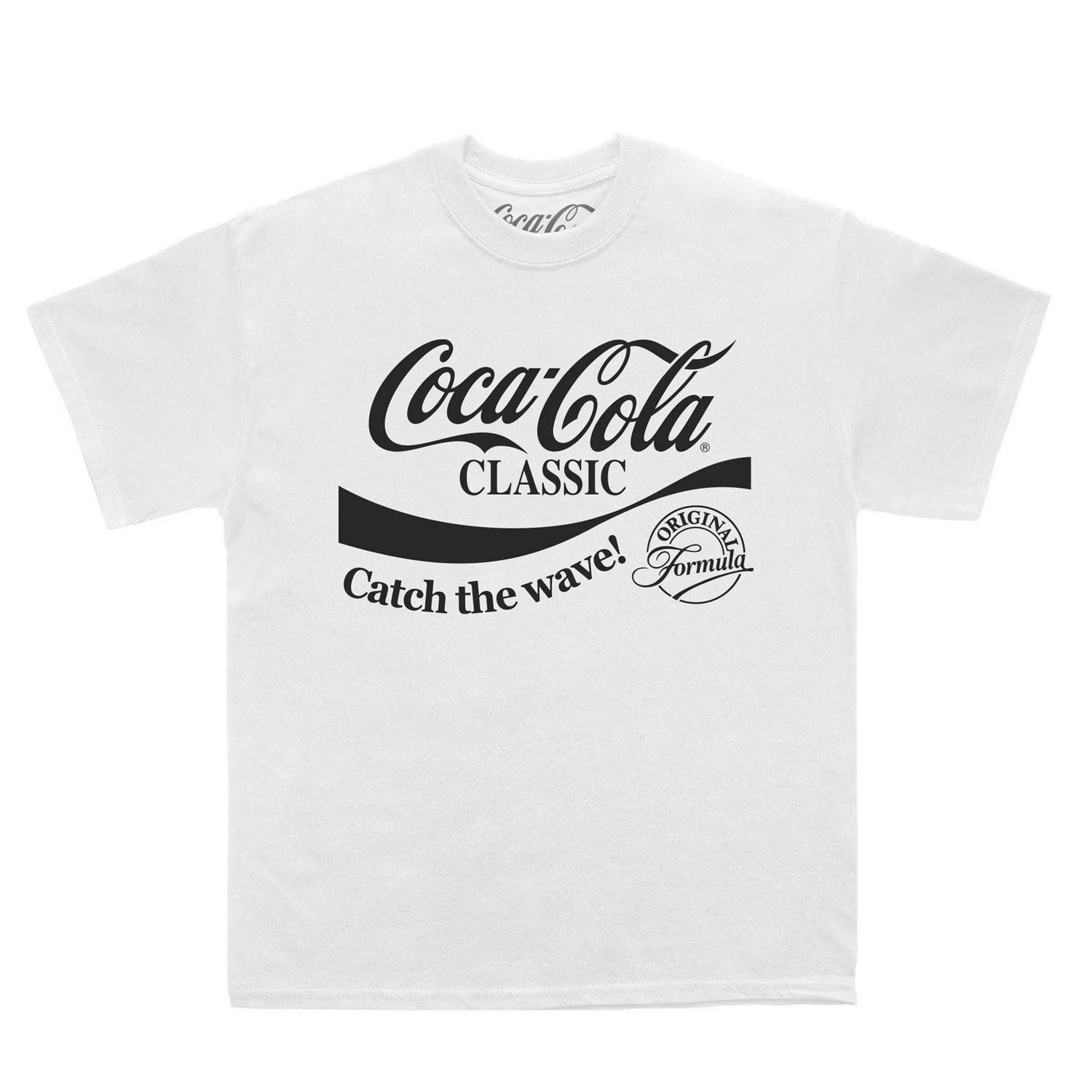 Coca-Cola Unisex-T-Shirt für Erwachsene, klassische Welle M weiß