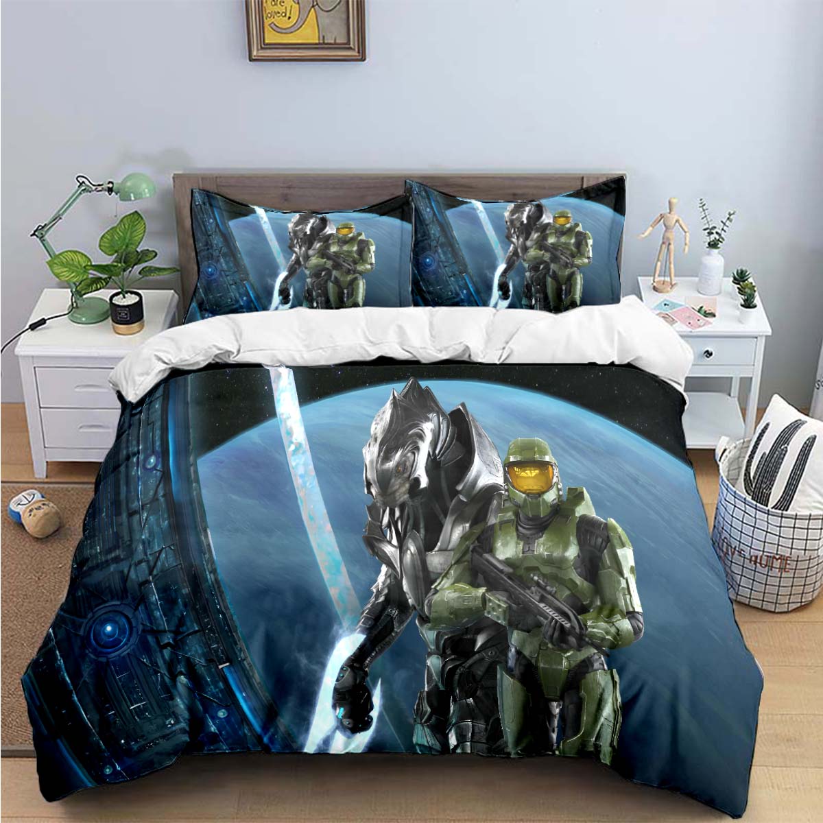Spiel H-Halo 2 Xbox Mechwarrior Bettwäsche-Sets Bettwaren-Set Bettbezug Bettdecke Set Bettwäsche-Set Luxusgeschenk AU Queen(210*210cm)3pcs