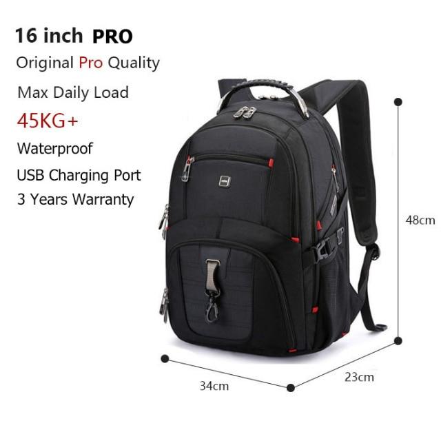 Crossten 17-Zoll-Laptop-Rucksack, wasserdichter USB-Ladeanschluss, multifunktionaler Rucksack im Schweizer Stil, Schultasche, Mochila, Wander-Reisetasche