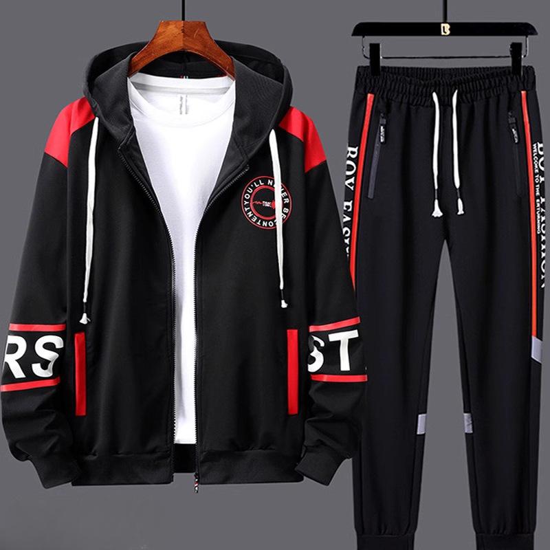 Herren-Trainingsanzüge, 2-teilige Trainingsanzüge, Herren-Strickjacke mit Reißverschluss, bedruckt, Sweatshirts, Jogginghosen, Sets, Sportbekleidung XXXXL wein rot