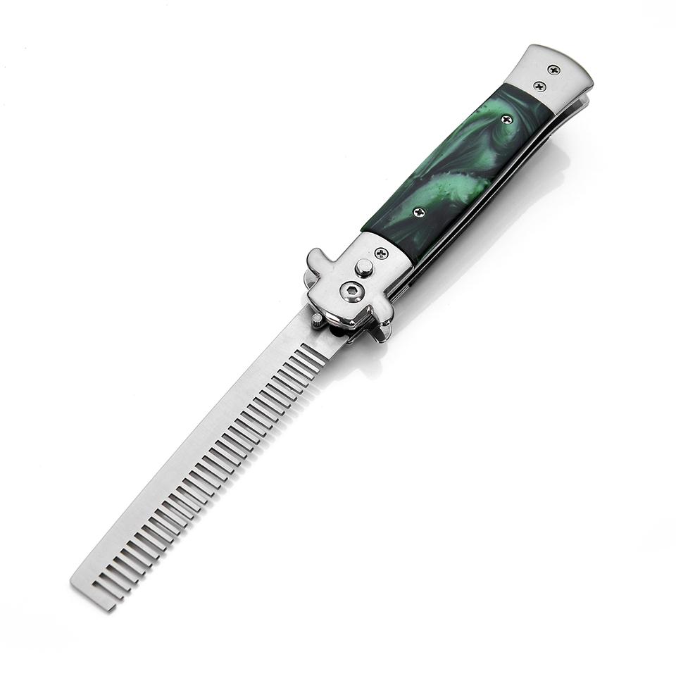 1 stücke Automatische Edelstahl Kämme Faltbare Messer Bürsten Haar Trimmer Kamm Pinsel Zubehör schmetterling Herren Tasche Messer Kamm