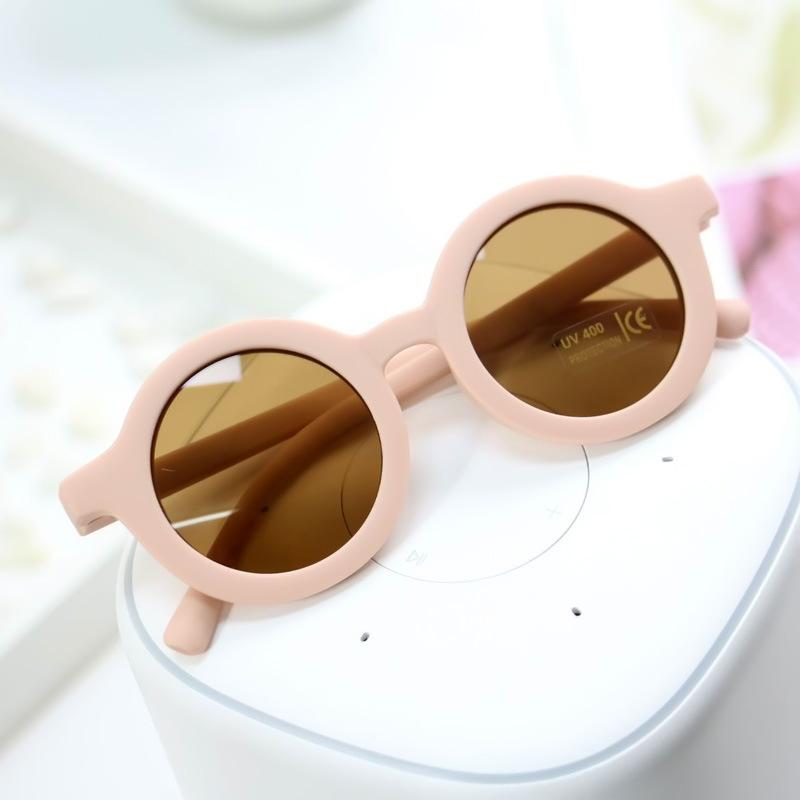 Neue Mode Kinder Sonnenbrille Kleinkind Retro Einfarbig Ultraviolett-beständig Runde Komfort Brille Brillen für Kinder rosa
