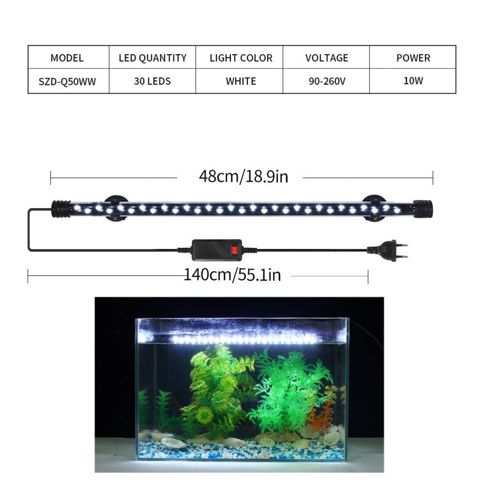 Wasserdichte Aquarium-Lichter, 18–58 cm, Tauch-Aquarium-Licht, Unterwasser-weißes Licht, LED-Landschaftsbau, dekorative Lampe 10W
