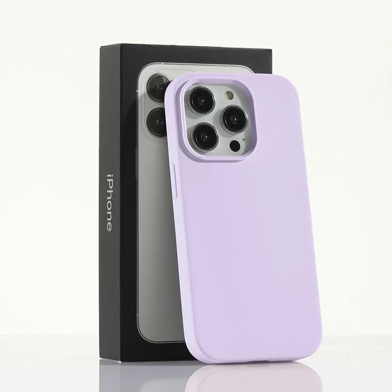 Luxuriöse Flüssigsilikonhülle für Apple iPhone 16 15 Pro Max Candy Color Vollständige Schutzhülle für iPhone 14 13 12 11 Pro Max XR X XSMax iPhone 16 Pro Max licht lila