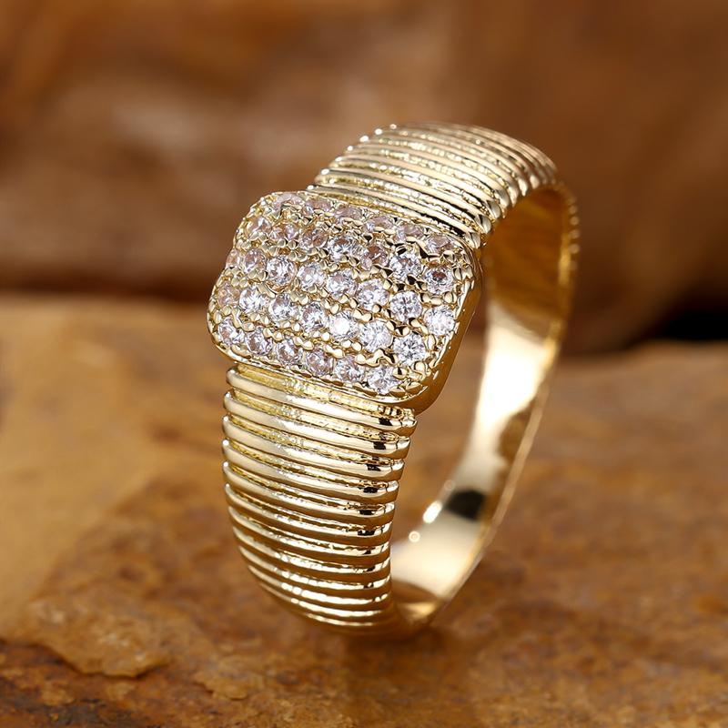 Vintage Gold Farbe Geometrische Quadrat Ringe für Frauen Mode Zirkon Engagement Ring Partei Schmuck Geschenke 10 gold