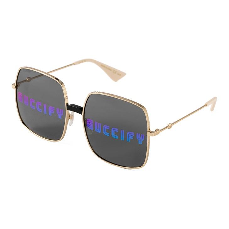 Gucci Laser-Buchstabenmuster Quadratische Sonnenbrille Unisex-Sonnenbrille GG0414S-002 Dust Bag+Eyeglass Case (Random Color)