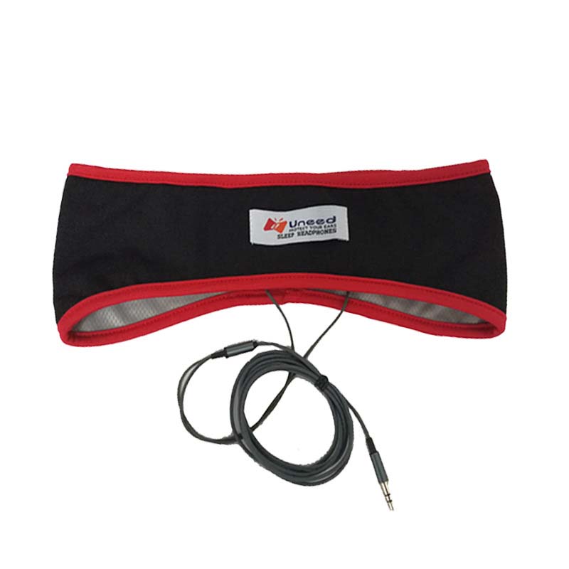 Sport-Kopfhörer Schlafmaske Geräuschunterdrückender Kopfhörer Stirnband 3,5mm Kabelgebundenes Headset Musikplayer für Smartphone PC rot