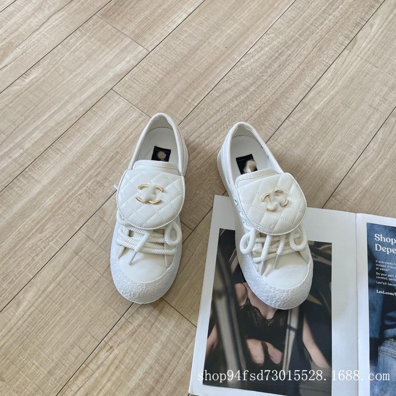 Xiaoxiangfeng 20 neue dicke Sohle bewegliche Schultasche Schnalle Segeltuchschuhe lässige Keks-Schuhe Schnürschuhe kleine weiße Schuhe Dameneinzelne Schuhe 40 weiß