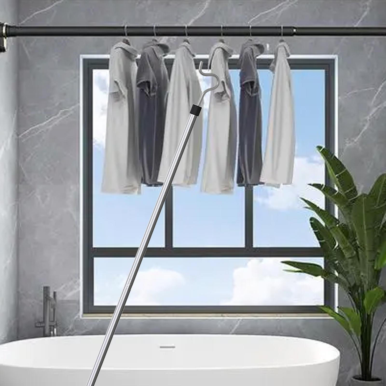 Kleiderständer Hakenstange Anti-Rutsch Teleskop Hocharm Kleiderbügel Stange 129cm