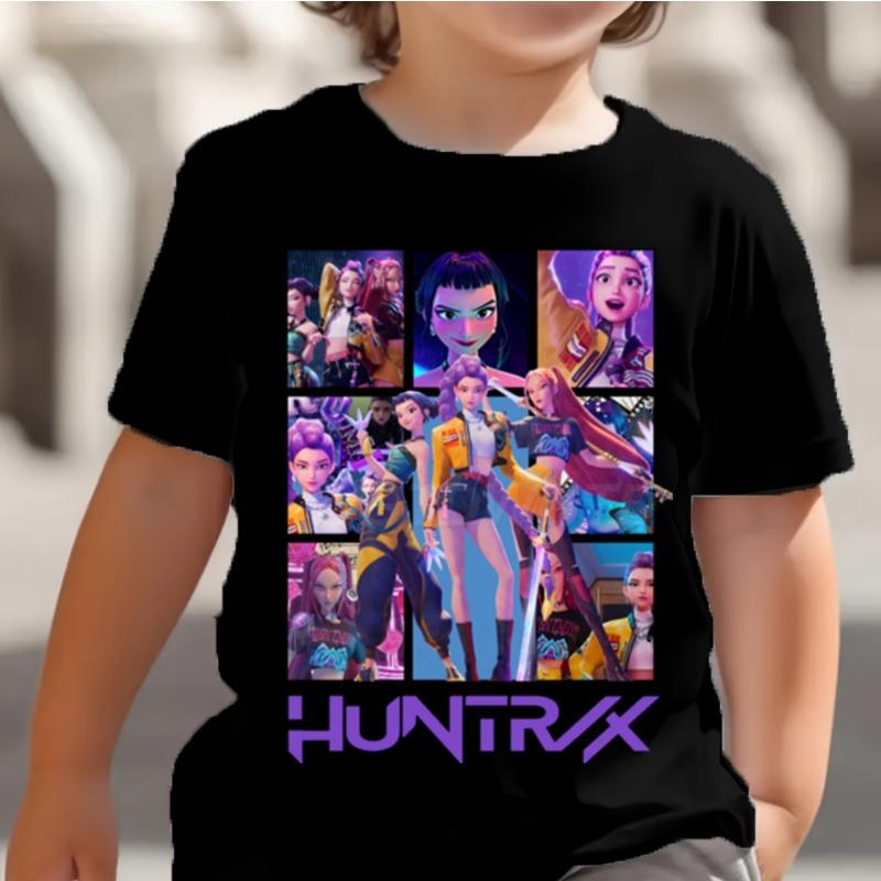 KPop Dämonenjäger Kinder T-Shirt Huntrix Girl Saja Jungen Baby Tops Kleinkind T-Shirts Zoey Rumi Mira Kleidung Kinder T-Shirts Kurzarm Kleidung kids-150(12T)