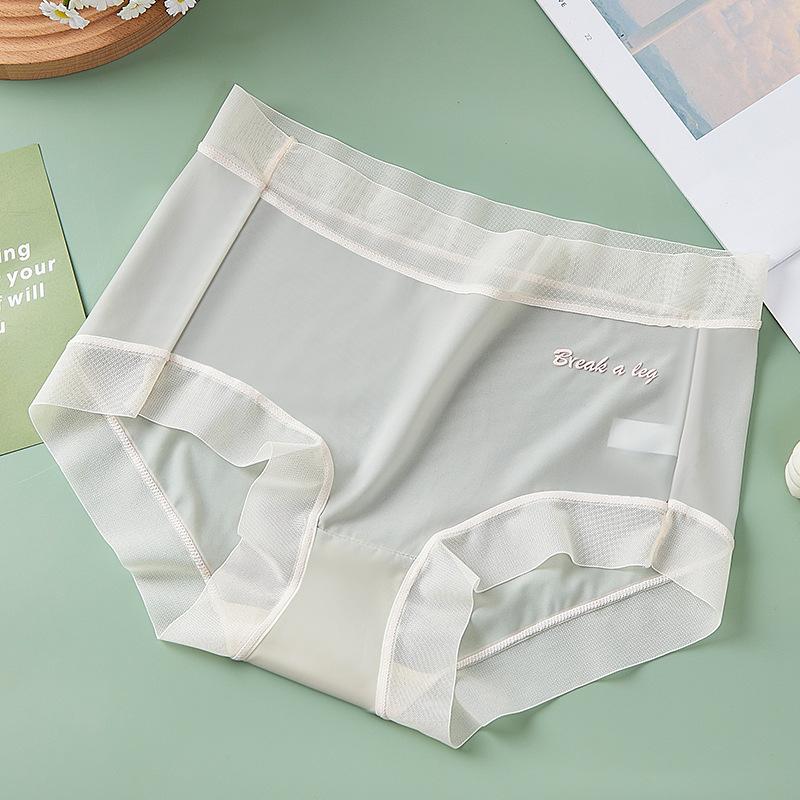 Plus Size M-3XL Unterhosen Sommer Einteilige Unterwäsche Ice Silk Nahtlose Damenhöschen Sexy Hohe Taille Atmungsaktive Dünne Slips XXXL graue