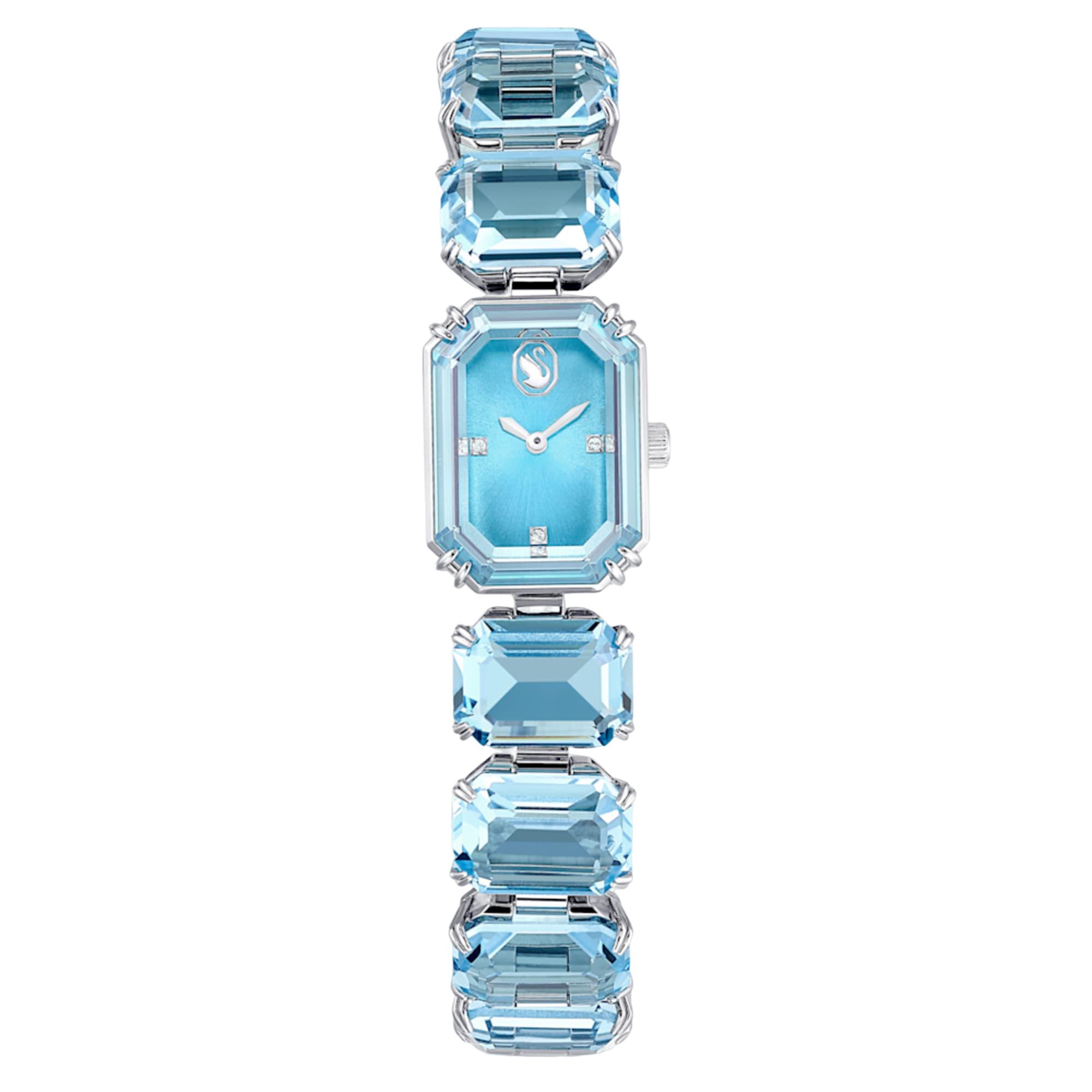 Swarovski Uhr Quarzwerk Metallarmband 23*17mm Blaues Zifferblatt 50m Wasserdicht Damenuhren 5630840 Blue Dial white