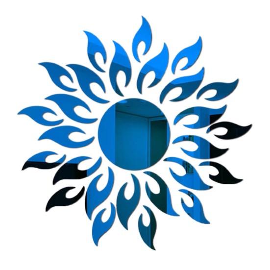 Spiegel-Wandaufkleber, selbstklebend, abnehmbar, exquisit, nützlich, zum Dekorieren von 3D-Spiegel-Hintergrundornamenten für Badezimmer blau