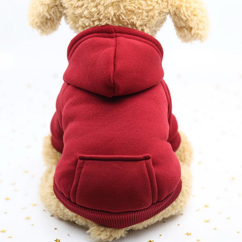 Hund süße Haustier warme Baumwolle Hoodie Jacke Mantel Welpen Winter Kleidung Haustier Kostüm L rot