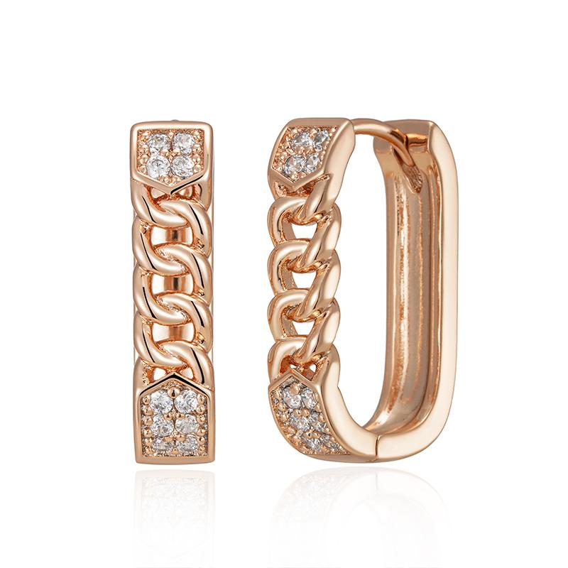 Kinel Rose Gold Farbe Chunky Kette Quadratische Ohrringe Für Frauen Voll Gepflastert Glänzenden Zirkon Braut Hochzeit Schmuck rose gold