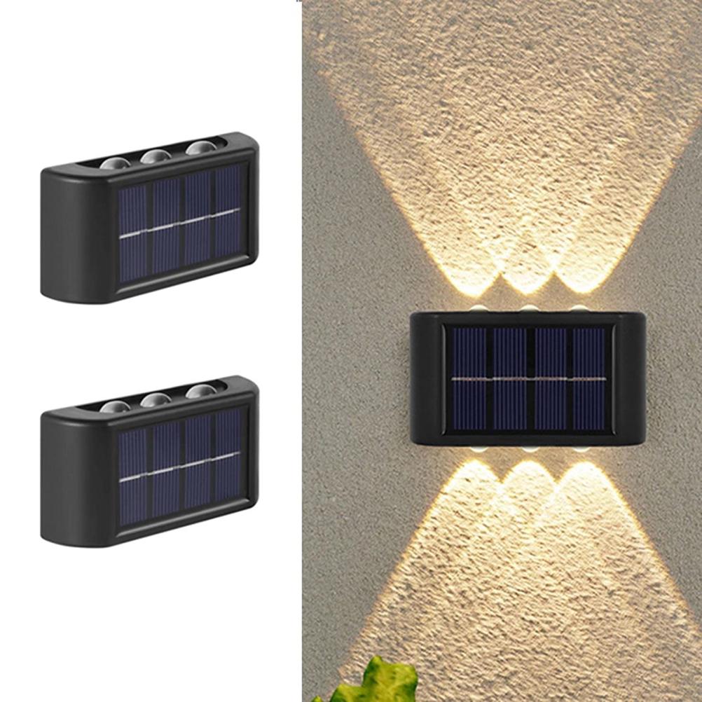 2 Pcs Solar Wand Lichter Up und Unten Solar Lampen Wasserdicht Indoor Outdoor LED Wand Licht für Garten Warm Light