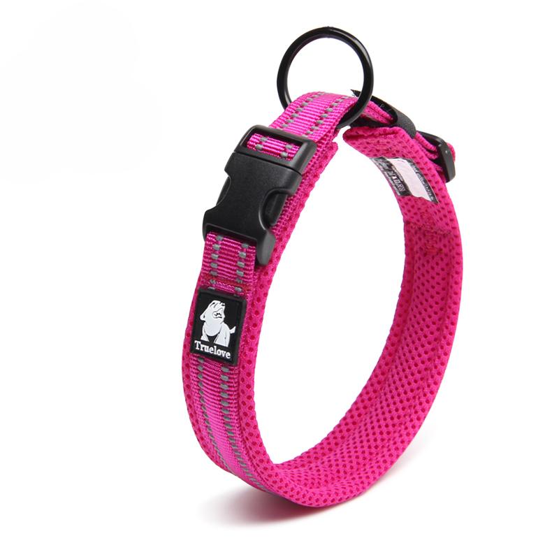 TRUELOVE Hundeleine Komfort-Halsband mit Polsterung und Schnalle Nylon Reisehalsband Taktische Hundebedarfsartikel 11 Farben Größe XXS-XXXL XXS fuchsie