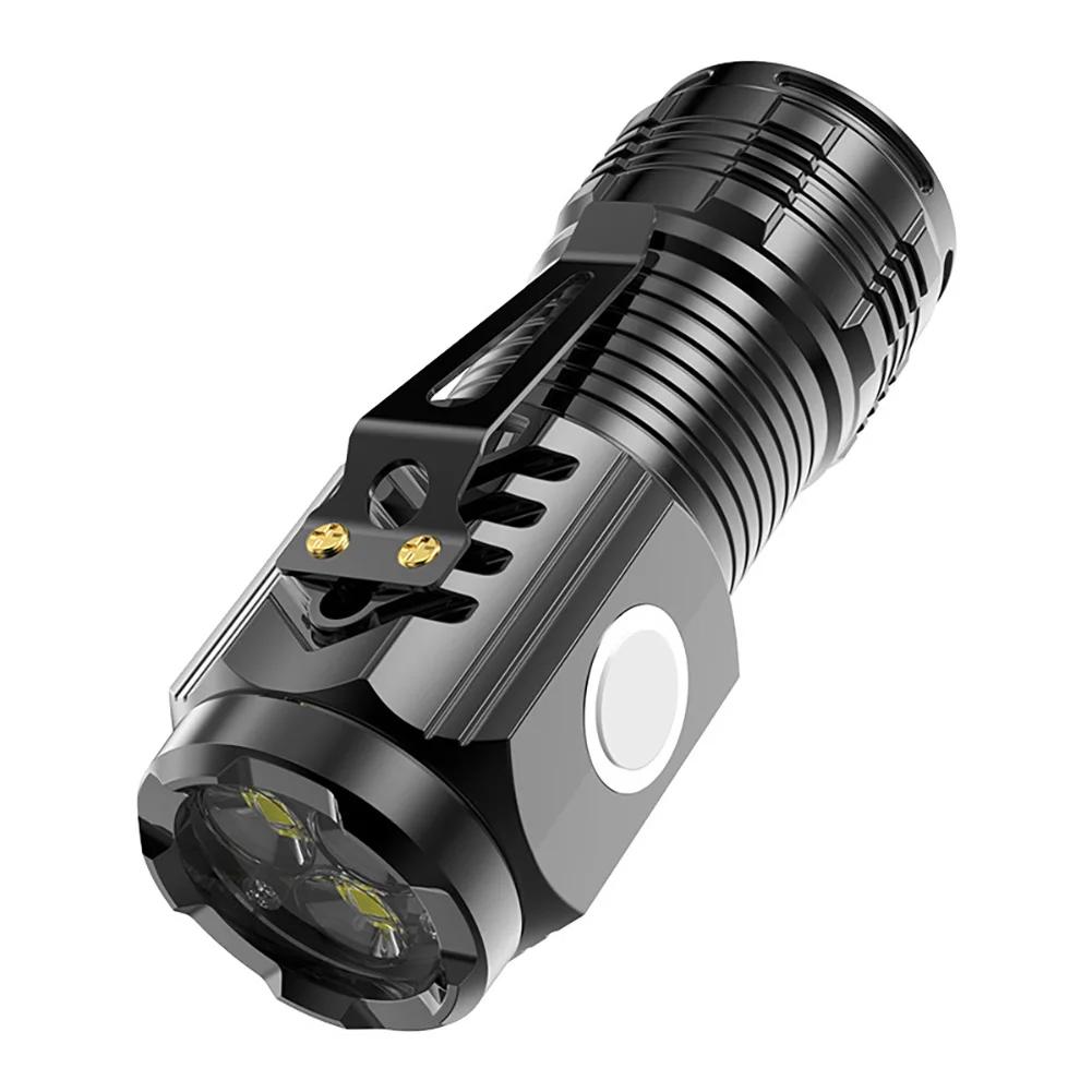 Helligkeitsstarke Lampe Taschenlampe LED USB Wiederaufladbar Mini Taschenlampe Wasserdicht Camping Jagd Suchscheinwerfer Taschenlampe black