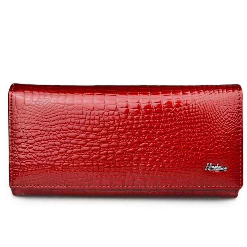 Damen-Geldbörsen aus echtem Leder, Damen-Geldbörse mit Haspe, Alligator-Geldbörse, lange Geldbörsen, Kartenhalter, Damen-Geldbörsen, Clutch 18.5*9.5*3.5cm rot