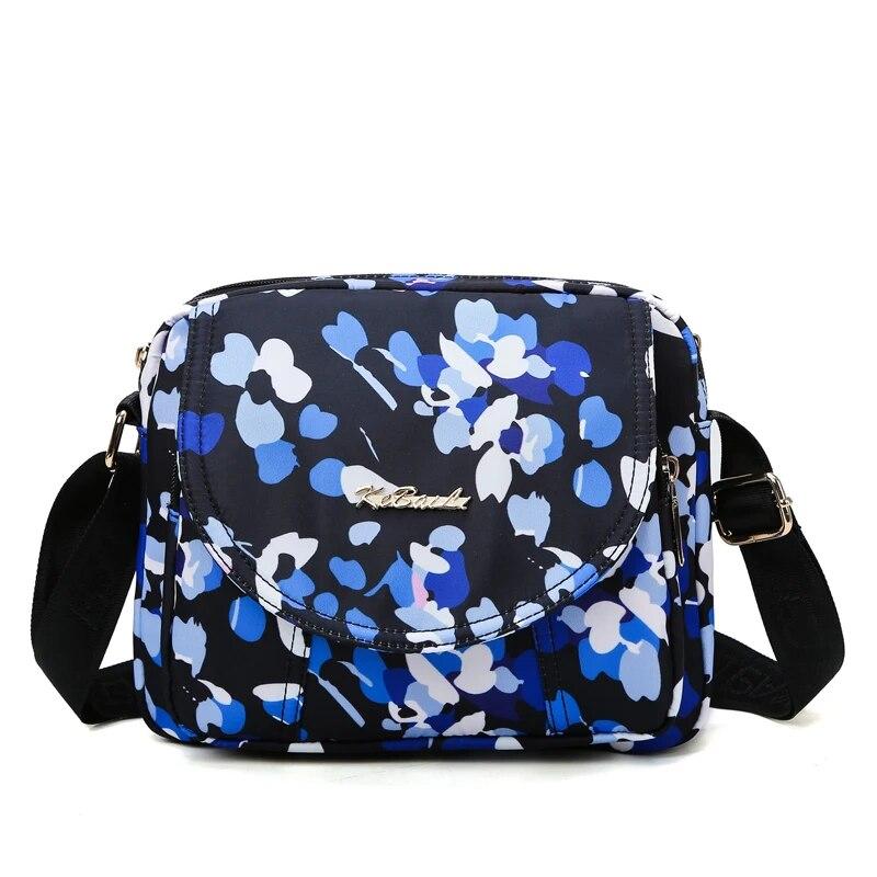 Mode Blume Muster Design Damen Schulter Tasche Multi-tasche Damen Messenger Taschen Mode Hohe Qualität Nylon Frauen Tasche Geldbörse blau