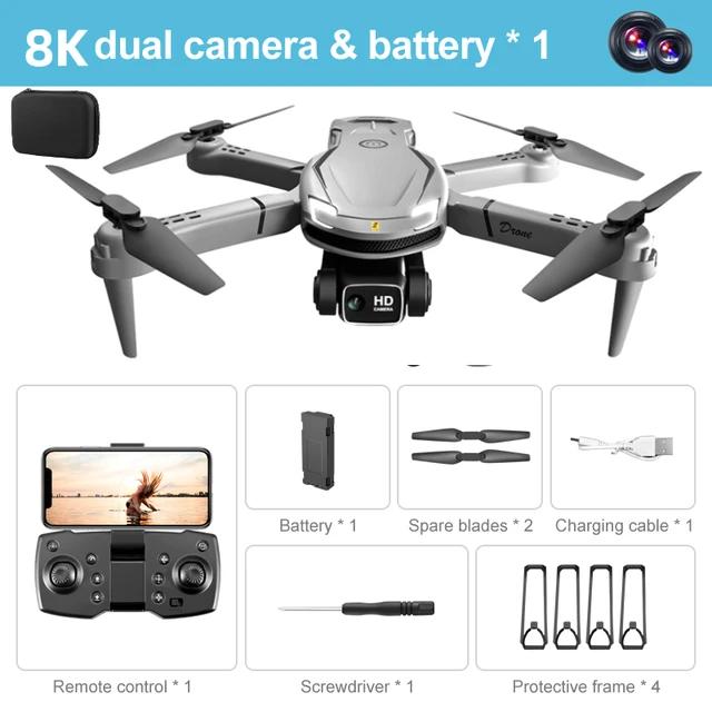 Neu Original V88 MIni Drohne Professionelle HD Luft Dual-Kamera Omnidirektionale Hindernisvermeidung Drohne Quadcopter Spielzeug Geschenk Kinder 1 battery grau