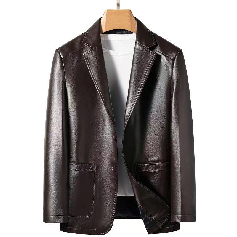 Echtes Leder Lederjacke Herren Schaf Anzug Anzug Lederjacke Frühling und Herbst dünne hochwertige Lederjacke M braun