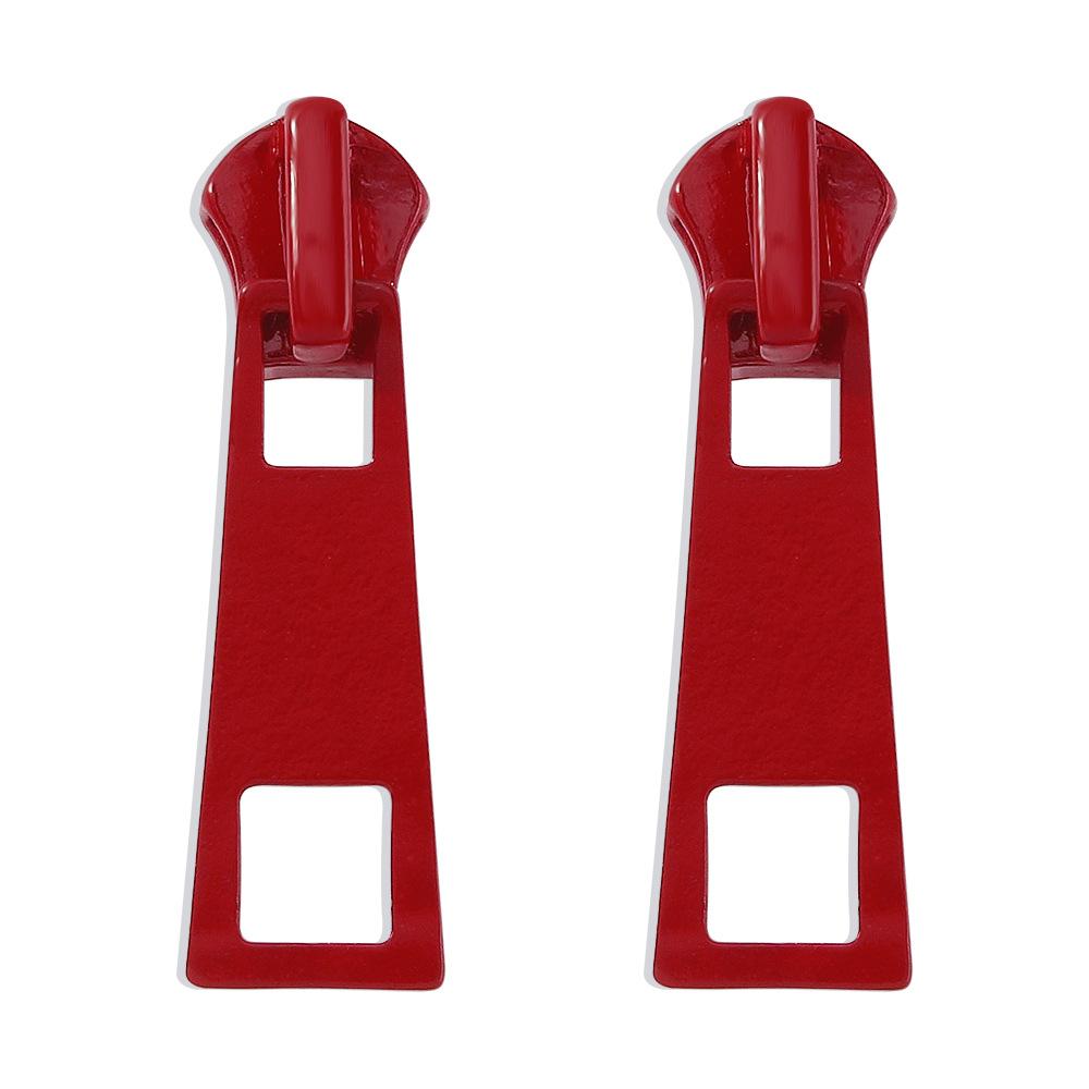 Persönlichkeit Zipper Stud Ohrringe Modeschmuck Für Frauen Ungewöhnliche Ohrringe 2024 Geometrie Ohr Ring Pop Hip Hop Piercing Schmuck rot