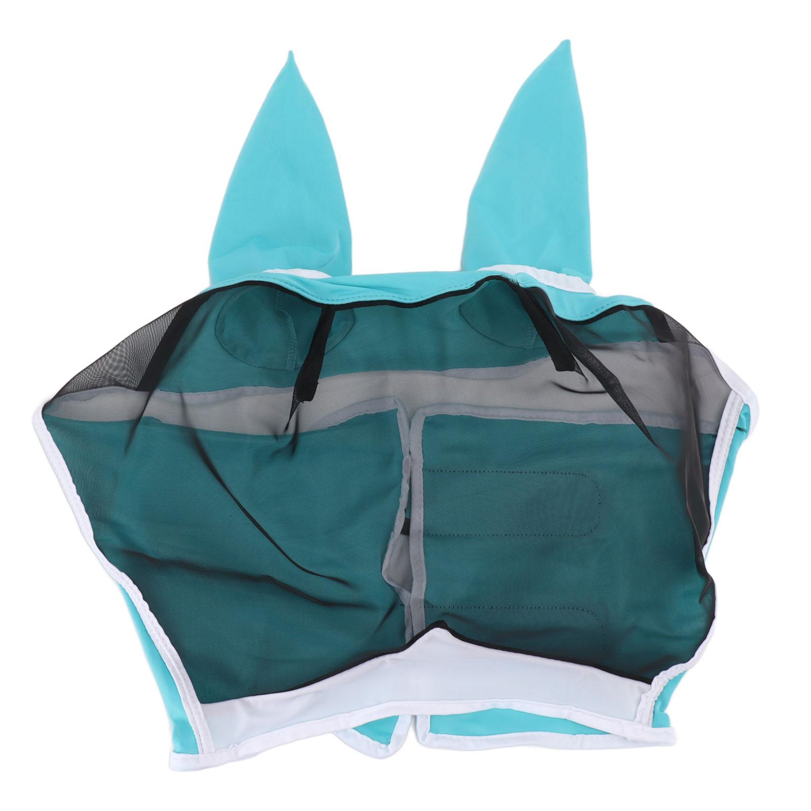 Fliegenmaske für Pferde, rundum aus Netzgewebe, atmungsaktiv, Fliegenmaske, elastisch, UV-Schutz, Gesichtsmaske für Pferde mit Ohren S blau