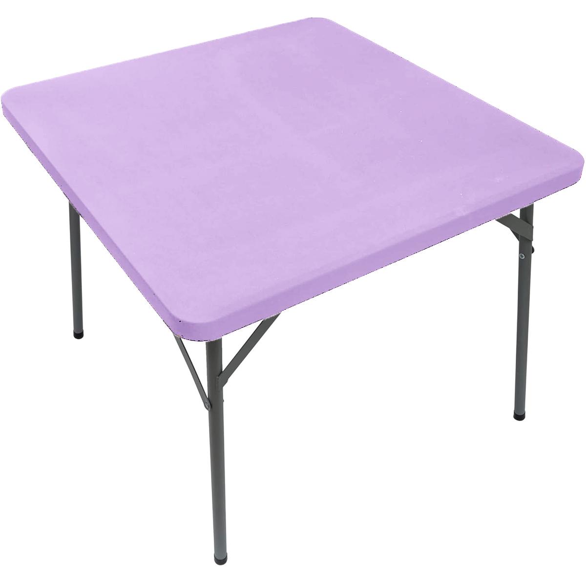 Quadratische Einbautischdecke, elastische Tischdecke für Esszimmer, Küche, Zuhause, Party, Stretch-Spandex-Tischdecke, Schonbezug licht lila