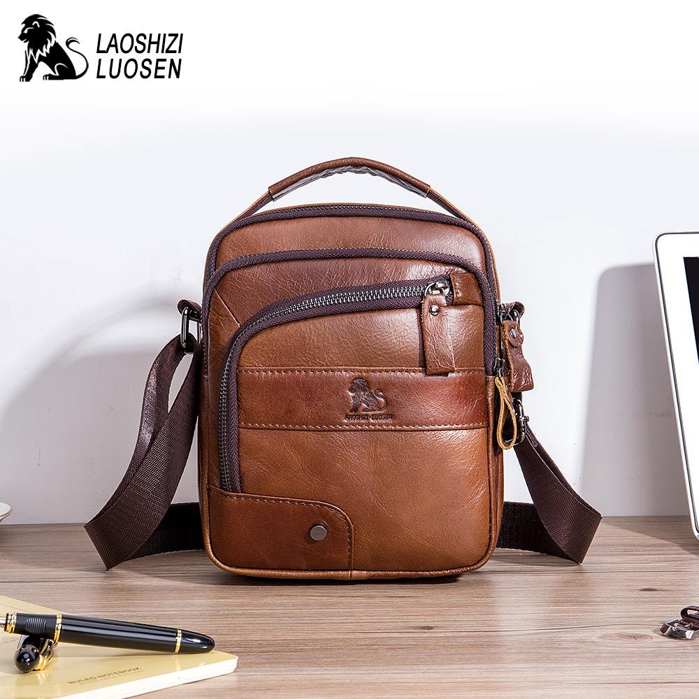 LAOSHIZI Tasche Herren Leder Herren Handtaschen Satchel Bag Leder Herren Shoudler Bag Messenger Bag Herren Umhängetaschen Desinger Bags braun