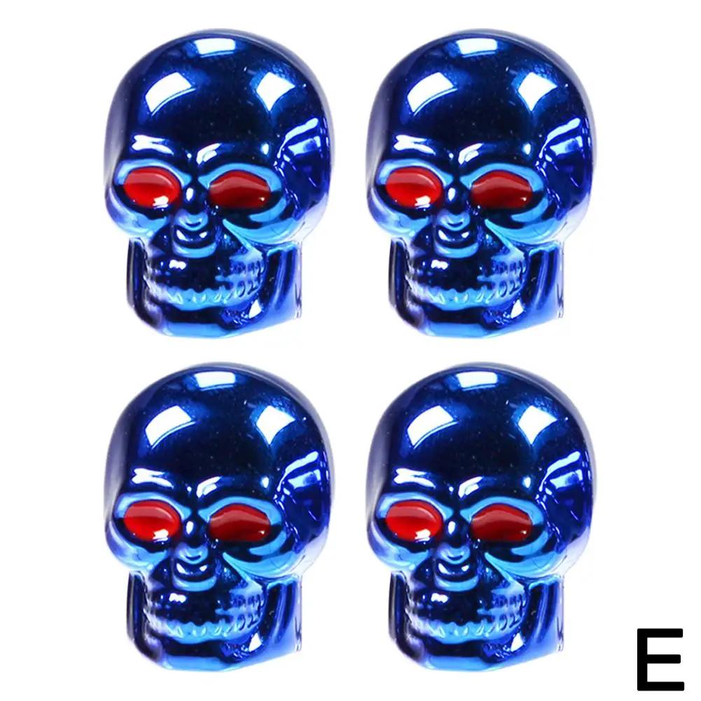 4 stücke Schädel Ventil Stem Caps Lustige Air Kappen Abdeckung Auto Reifen Luft Ventil Stem Caps Staub Abdeckung Für Fahrrad auto Fahrzeuge Styling Whee J4U6 blau