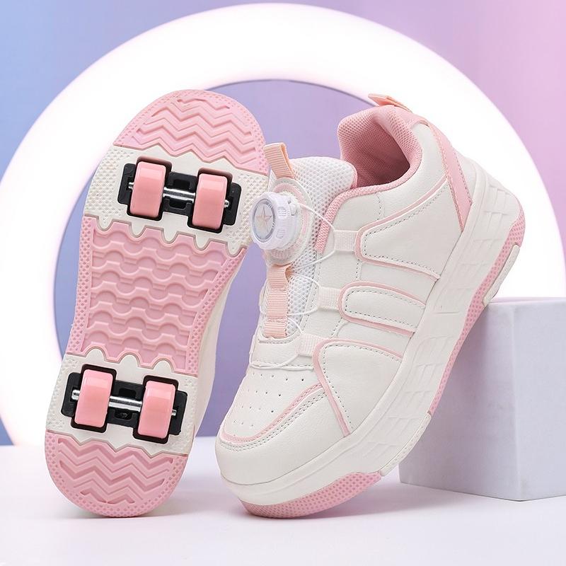 29-40 Kinder Vierrad-Sneaker Rollschuhlaufen Abnehmbare Studenten-Schlittschuhe Sportschuhe Mädchen Skate-Schuhe 37 rosa