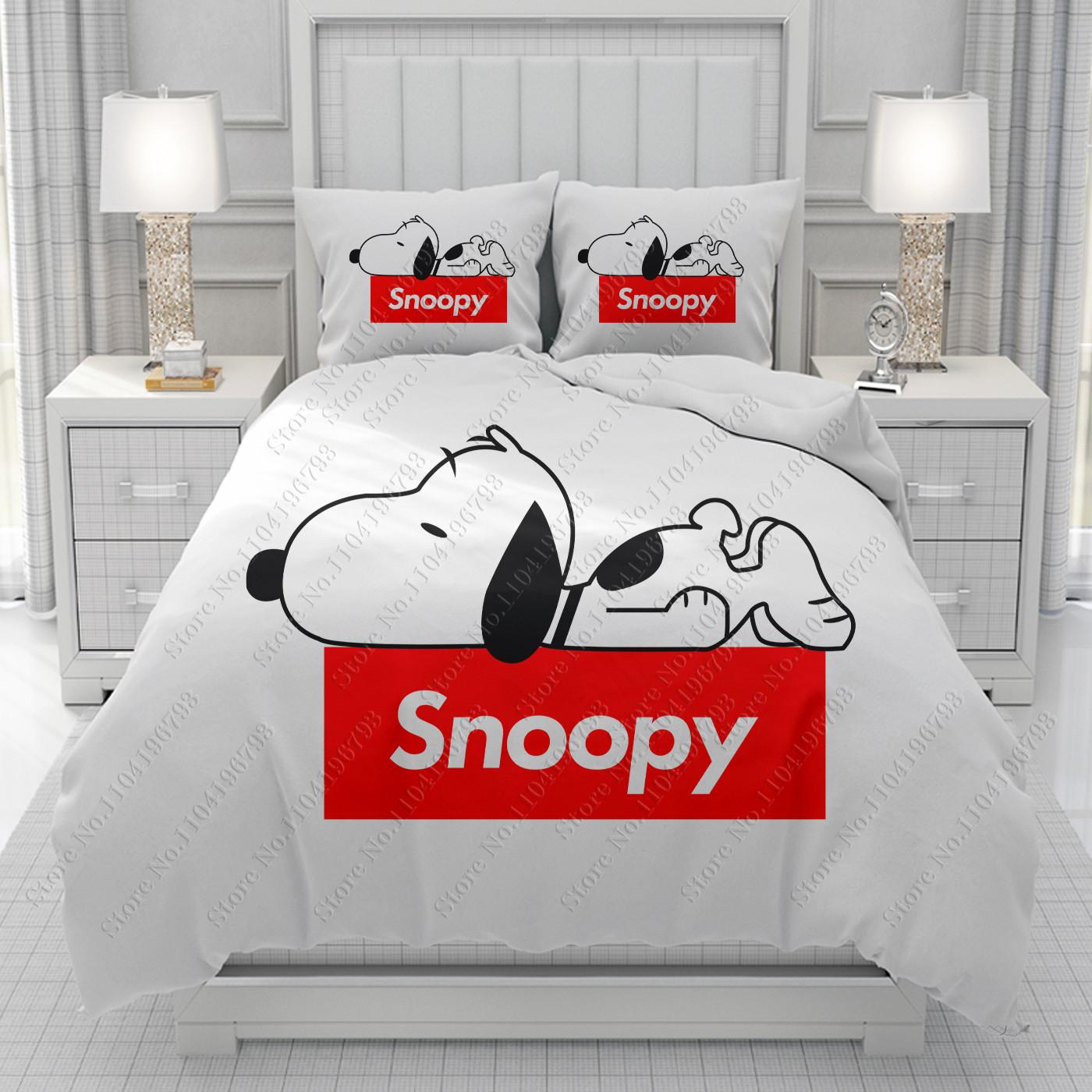 Snoopy 3D Bettbezug Herren Damen/Kinder KID Druck Disney Cartoon Bettwäsche Set Bettdecke Bett Weich 228x228cm 3pcs