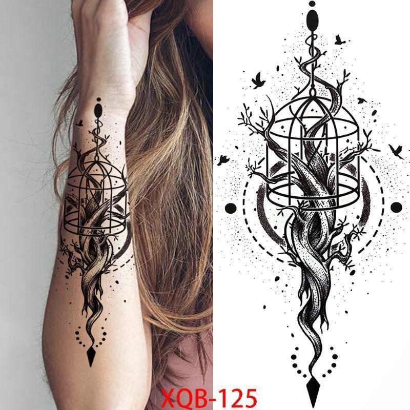 Neue 210*114mm traum catcher gefälschte temporäre tattoo rentiyis frauen schwarz henna lotus tattoo wolf kompass feder tattoo körper arm brust aufkleber XQB-125