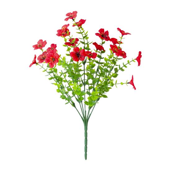 Yousheng Künstliche Blumen für Außenbereich UV-beständig Realistische Kunstpflanzen Unechte Eukalyptusblumen Großpackung für Vase Blumenarrangement Veranda rot