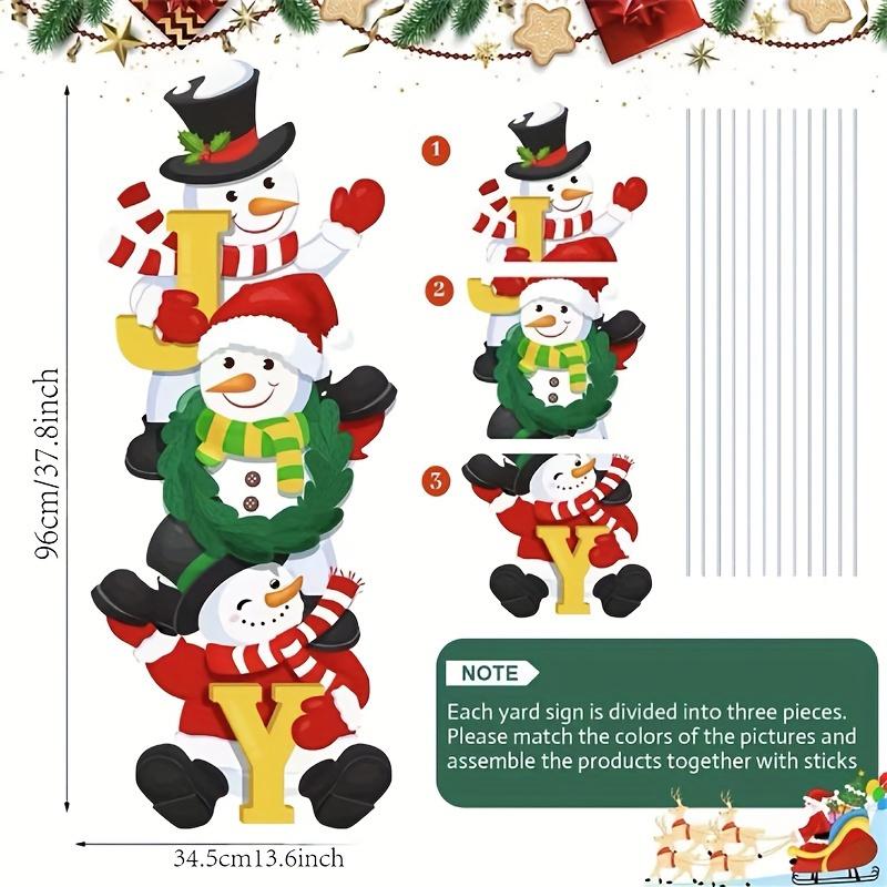 2 Stück/Set, Große Schneemann Weihnachtsdekoration, Schilder für Außenhof & Garten, Kein Strom erforderlich, Langlebiger Kunststoff, Neue Weihnachts-Bodenschilder Pack of 2 bunt