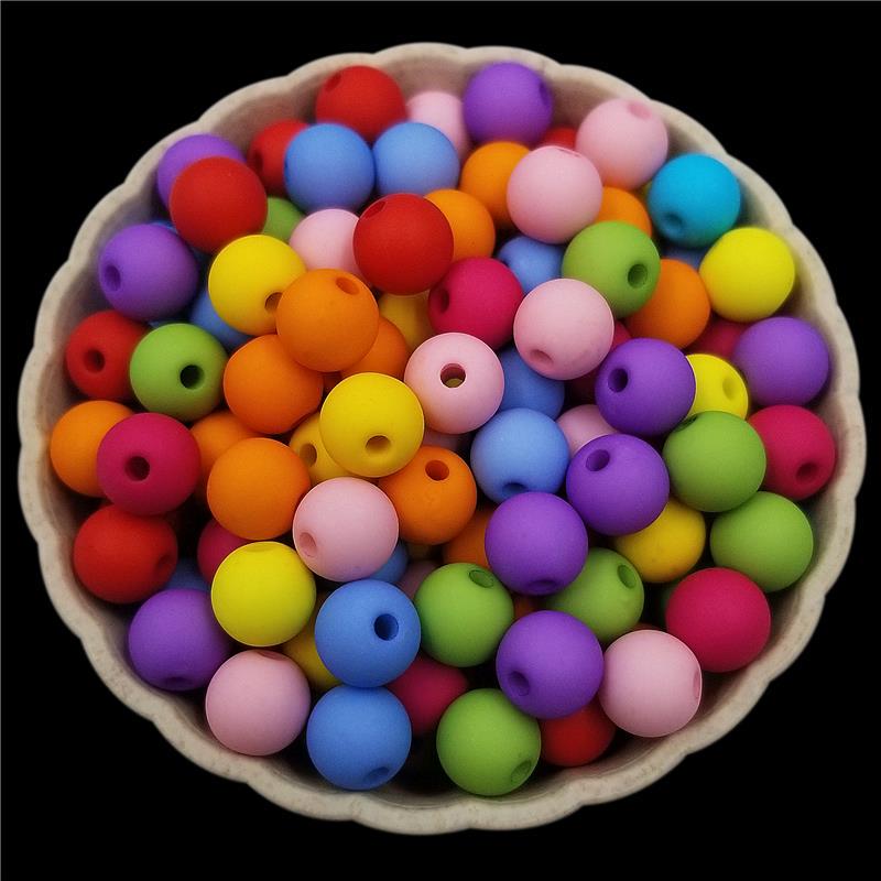 100 Stück 8 mm DIY-Perlen, einfarbig, große Acryl-Mattperlen, Farbe, mehrfarbig, Acryl, matte Perlen, lose Perlen, Sammelalbum, Dekoration, Basteln, Basteln