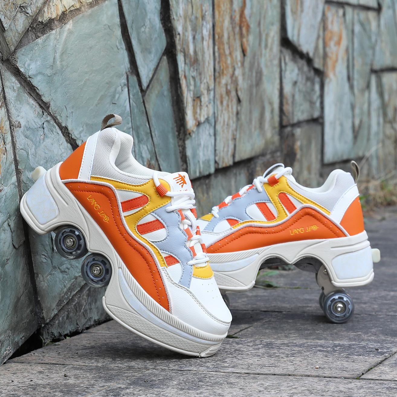Verformte Schuhe Ausreißer-Schuhe Mehrzweck-Vierrad-Skates, Skates, Skates, Skateboards 42 leuchtend orange