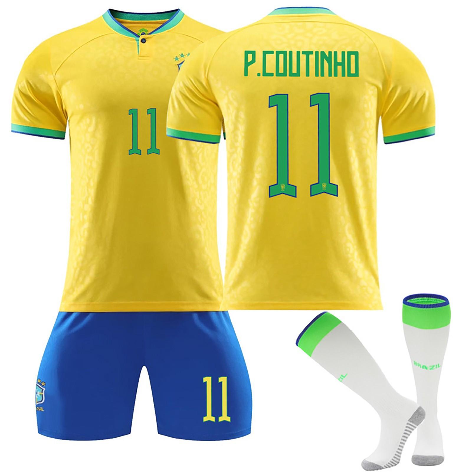 22/23 Brasilien Heim-Fußballtrikots, Shorts und Socken, Set, neue Shorts und Socken, Erwachsenengrößen, Outfits M orange