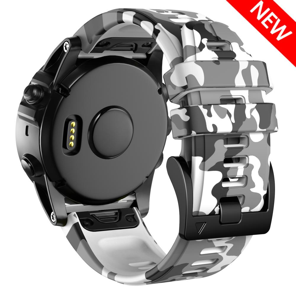 Ersatz 22mm 26mm Quickfit Camouflage Silikon Armband für Garmin Epix Gen 2 Fenix 7X 7 6X 6 Pro 5 5X Plus Armband Riemen 22mm Fenix 7 schwarz/weiß