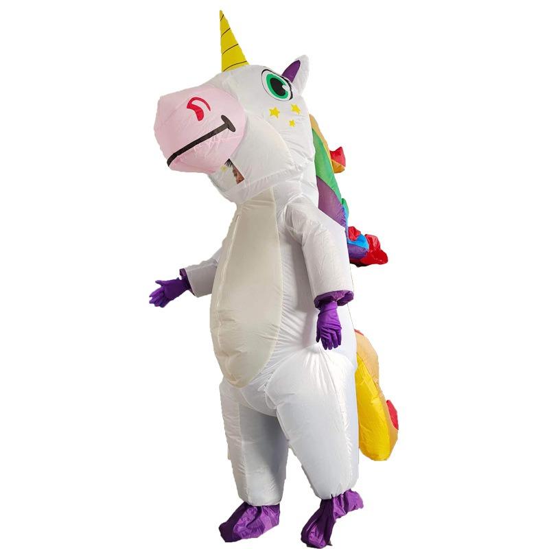 Anime aufblasbares Einhorn Kostüm Rosa Ganzkörper Einhorn Cosplay Kostüme mit Gebläse Lustiges Party Halloween Kostüm für Erwachsene One Size