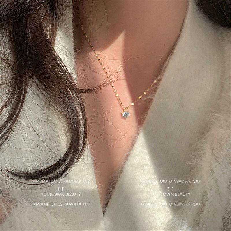 Minimalistische Zirkon-Halskette für Frauen, runde Zirkon-Anhänger, Hiphop-weiblicher Modeschmuck, erste Halskette, Geschenk gold