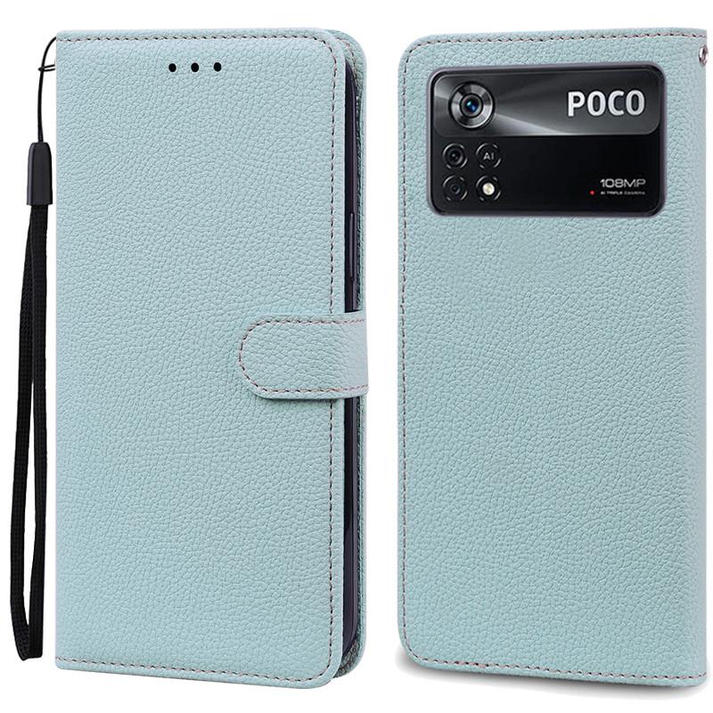 Poco X4 Pro 5G Hülle Flip Wallet Book Cover Für Coque Xiaomi Poco X4 Pro X 4 Pro X4Pro 5G Handyhülle Leder Coque Fundas Shell POCO X4 Pro 5G hellblaue