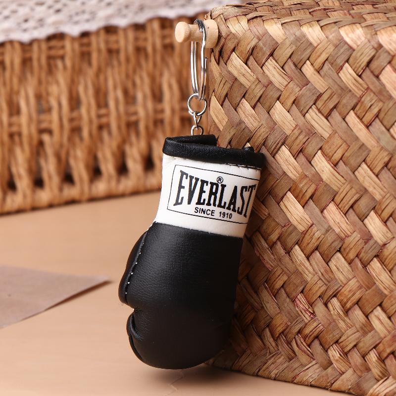 Leder Boxhandschuhe Schlüsselanhänger Boxen Fan Geschenk Rucksack Schlüssel Zubehör Hängeanhänger Exquisites Geschenk schwarz