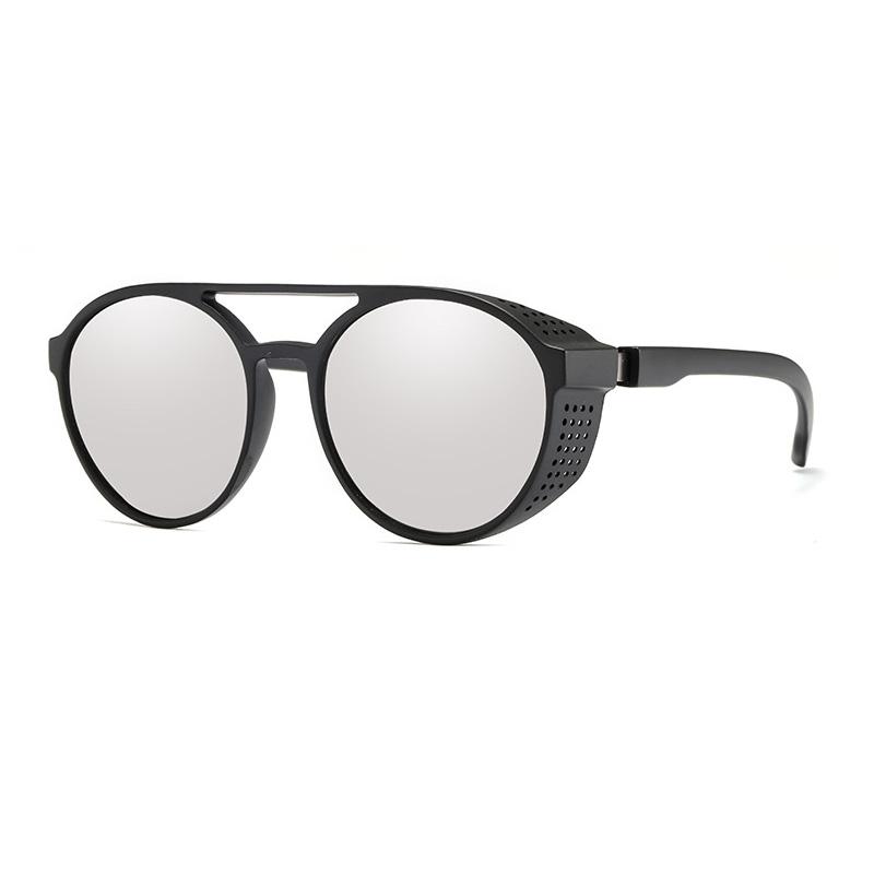 Klassische Steampunk Sonnenbrille Männer Mode Designer Vintage Metall Runde Sonnenbrille für Männer Punk Brille UV400 silber