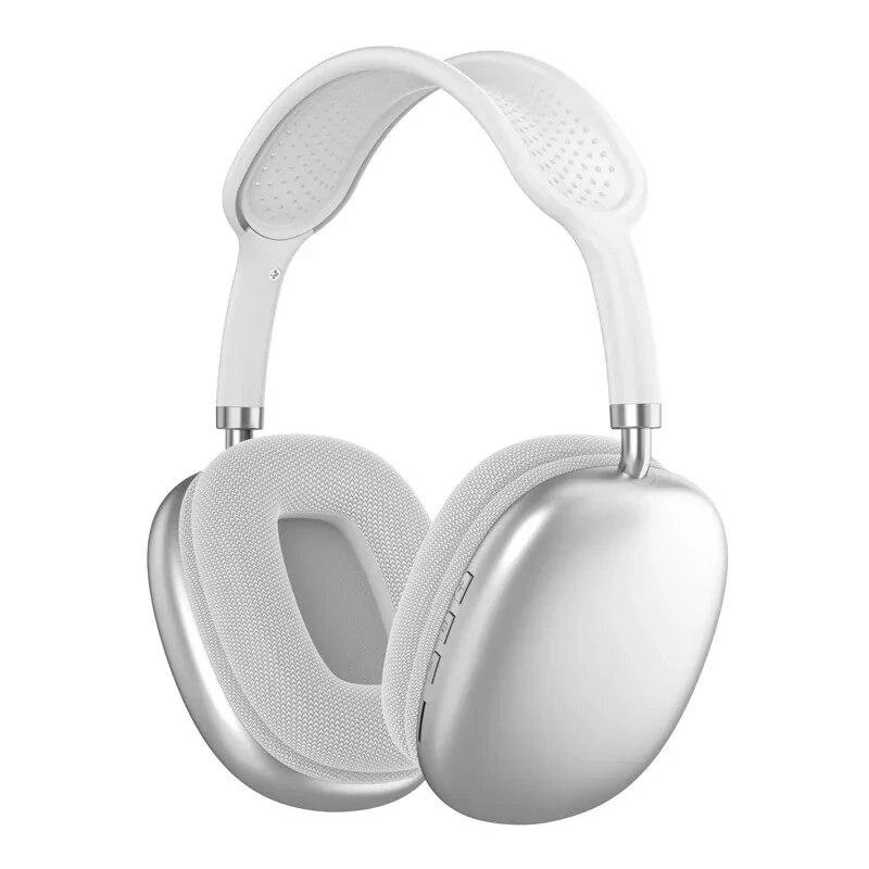 Drahtlose Bluetooth-Kopfhörer mit Mikrofon, Headsets mit Geräuschunterdrückung, Stereo-Sound-Ohrhörer, Sport-Gaming-Kopfhörer, unterstützt TF-Karte silber